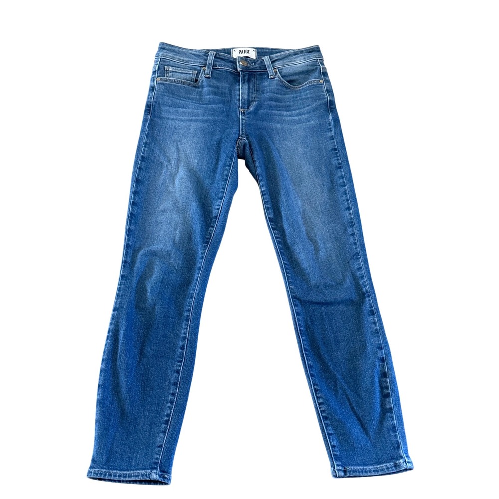 Paige Verdugo Crop Skinny Jeans Medium Wash Blue Denim Size 25